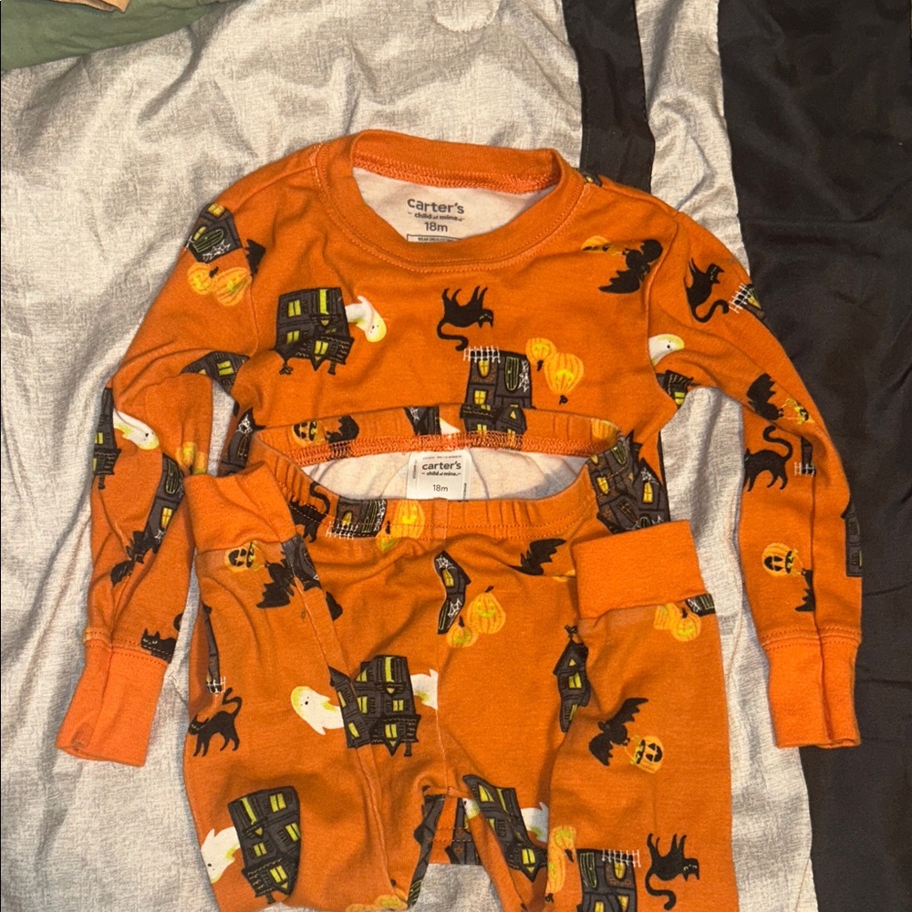 Carter's Orange Halloween Pajama Set